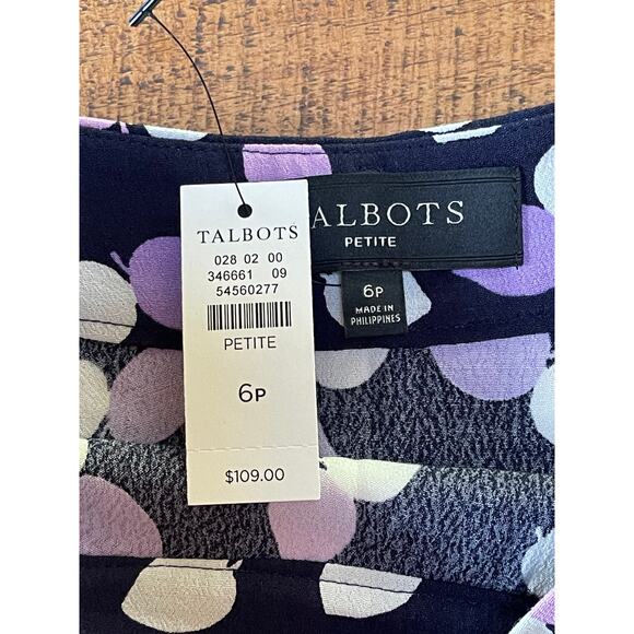 NWT Womens Talbots Wraparound Purple Pink White Side Button Leaf Print Skirt 6P - Picture 4 of 7